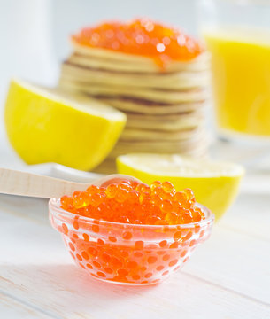pancakes with caviar