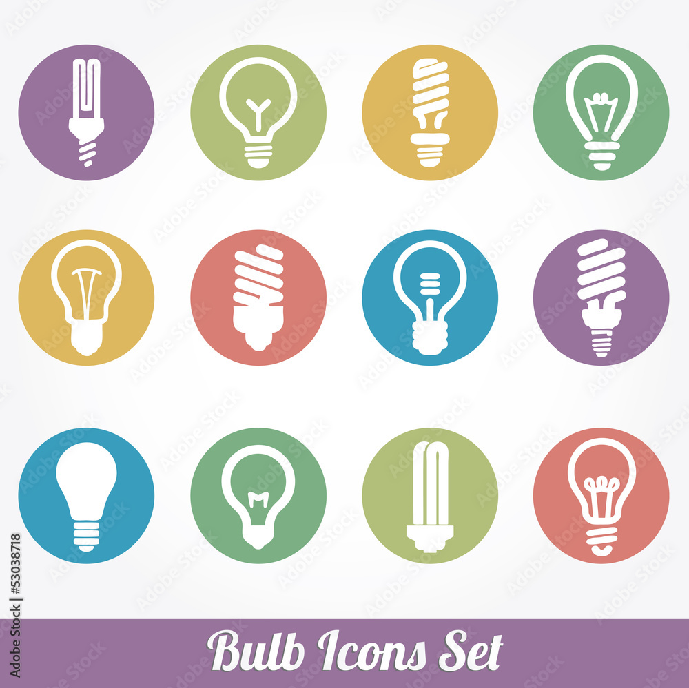 Wall mural light bulbs. bulb icon set