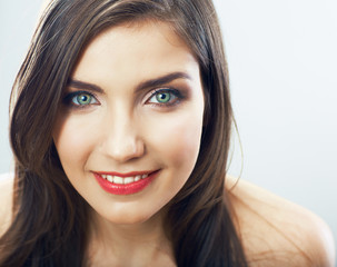 Obraz premium Girl face close up. Beauty young woman isolated portrait.