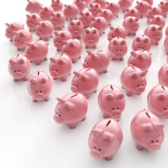 Sparschweine Herde - Geldanlage / 3D Illustration