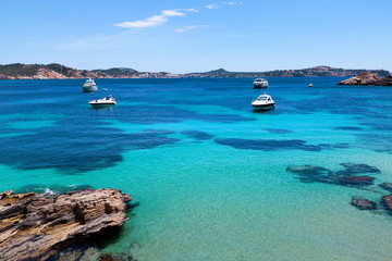Moored Yachts in Cala Fornells, Majorca