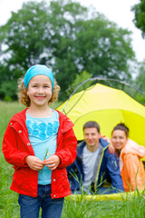 Fototapeta premium Young girl camping