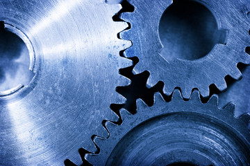 Three steel cogwheels in connection