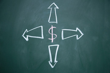 arrows and dollar sign