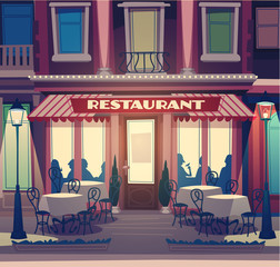 Retro illustratie van restaurant