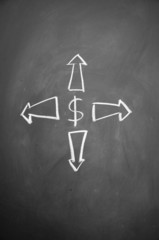 dollar and arrow sign