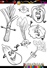 cartoon vegetables set for coloring book