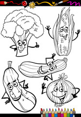 Naklejka premium cartoon vegetables set for coloring book