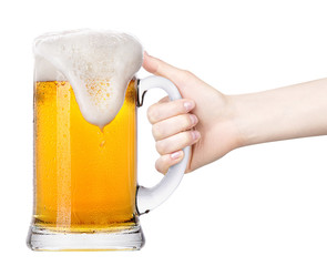 beer with  hand making toast