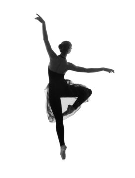 Black and white trace of a young ballet dancer