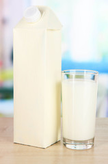 Milk pack on table in kitchen