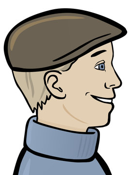 recommend clip art: Portrait des jungen Mannes Nigel im Profil mit Baskenmütze