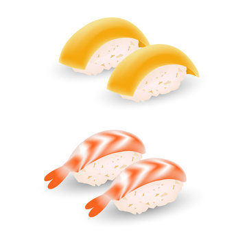 egg and shrimp sushi