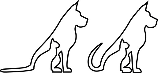 Dog and cat contours compositions