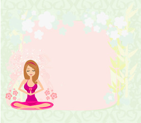 Fototapeta na wymiar Yoga girl in lotus position ,abstract frame
