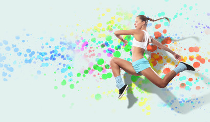 Obraz na płótnie Canvas Image of sport woman jumping
