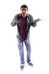 Young man isolated on white