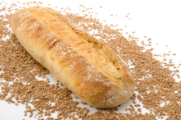 Landbrot und Weizenkörner