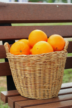 Citrus fruits in the basket.