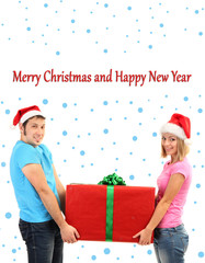 Loving couple with gift