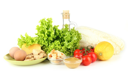 Ingredients for cooking kebab, isolated on white
