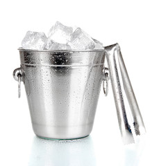 Metal ice bucket isolated on white