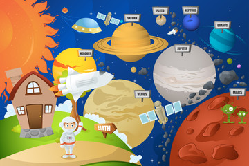 Astronaut and planet system © artisticco