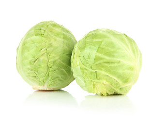 Fototapeta premium Green cabbage, isolated on white