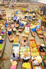 Floating market, Amphawa, Thailand - obrazy, fototapety, plakaty