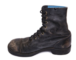 Isolated Used Army Boot - Inner Side