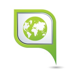 Map pointer with earth globe icon. Vector illustration