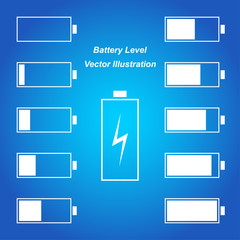 Simple blue battery level vector illustration