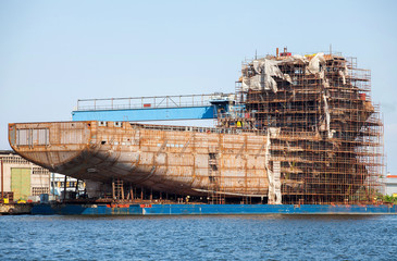 building a ship in the Port of Gdansk