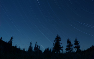 Starry sky in mountains