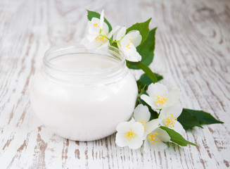 face cream with jasmine flowers