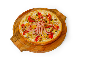 pizza octopus isolated white cheese food italian tomato meal fas