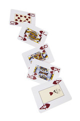 Poker, Royal Flush, weiß, fallend
