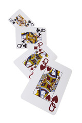 Poker, Vierling, Dame, weiß, fallend