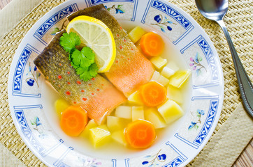 Traditional russian fish soup