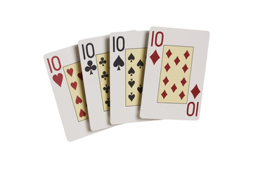 Poker, Vierling, Zehn, weiß, gestaffelt