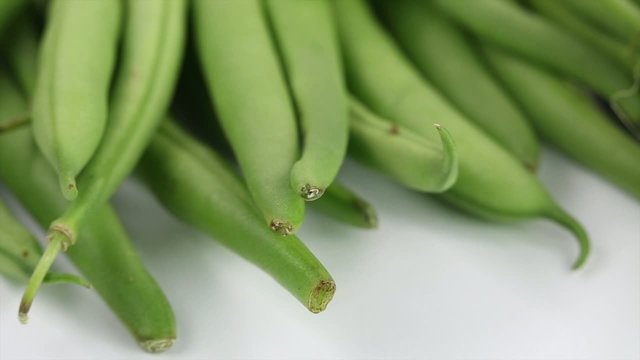 A group of fresh green beans