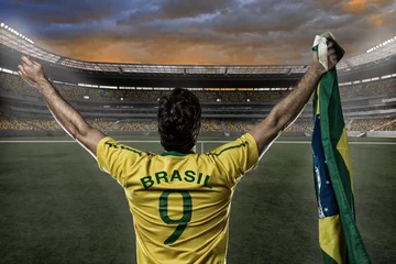 Schapenvacht deken met foto Voetbal Braziliaanse voetballer