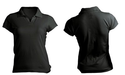black women's polo shirt template, front and back