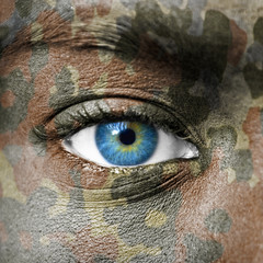 Extreme close up of soldiers eye
