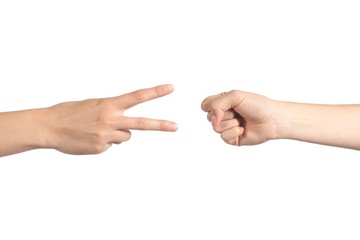Rock paper and scissors hands gambling