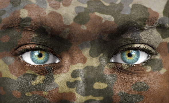 Soldier Face With Camo Colours