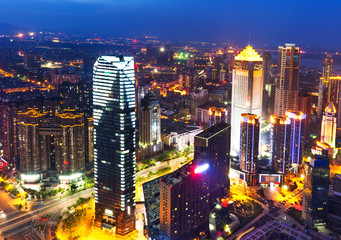 Fototapeta na wymiar Aerial view of city night