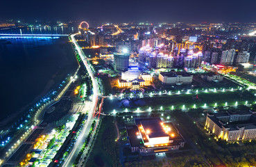 Aerial view of city night