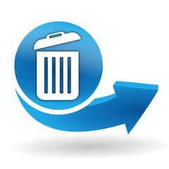 corbeille sur bouton web bleu