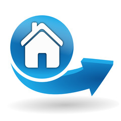 accueil sur bouton web bleu